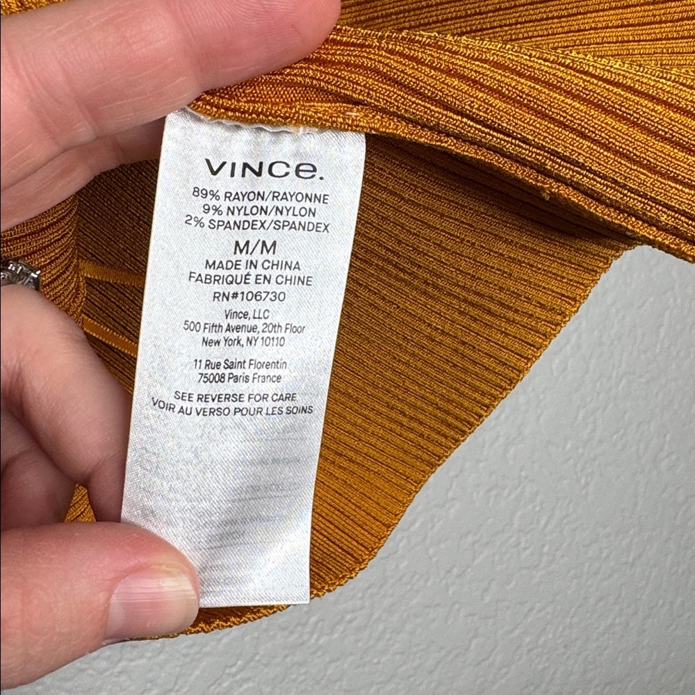 NEW Vince Ribbed Knit Sweetheart Bralette Papaya Yellow Cropped Tank Size Medium - Picture 5 of 8
